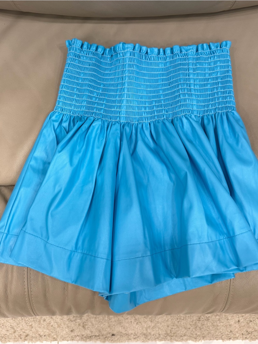 Women's Smocked Waist Blue Shorts